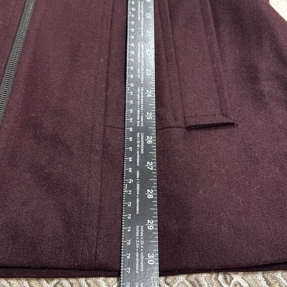 (W3) London Fog Wool Blend Zip Up Hooded Coat, Wine Red, Size L - Picture 11 of 14